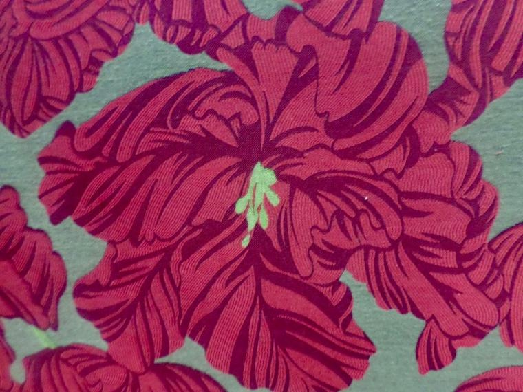 floral fabric red linen cotton